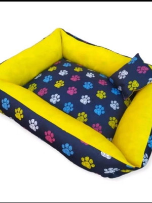 Cama retangular para cachorro e gato com zíper com viés p