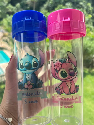 Stitch e angel- garrafa bio 350ml personalizada