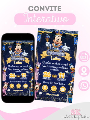 Convite digital interativo mickey realeza