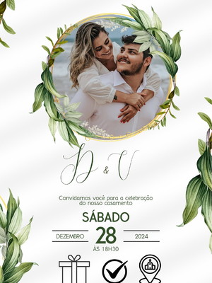 Convite de casamento digital com foto