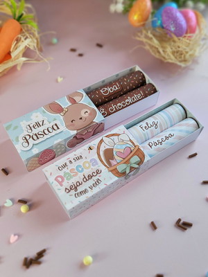 Caixa embalagem porta chocolate batom tema pascoa