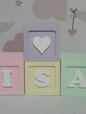 Kit 8 cubos decoração infantil mdf