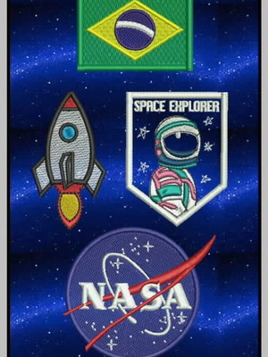 Patch aplique bordado - kit astronauta