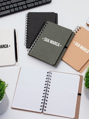 Caderno kraft b6 com porta caneta - 02601