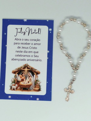 Cartão com mini terço personalizado natal