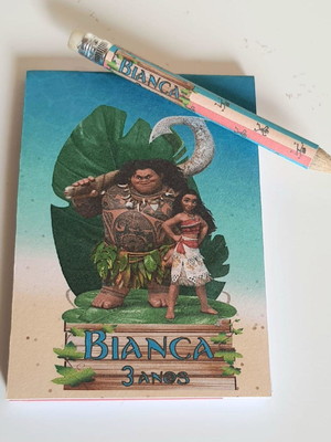 Kit bloquinho com mini lápis moana