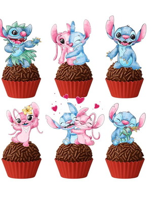 Topper docinho stitch e angel- 4cm