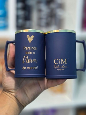 Canecas de chopp 350ml acrílico azul fosco - casamento