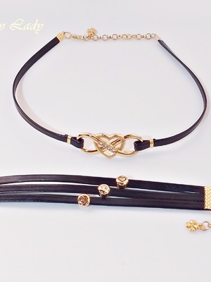 Conjunto colar choker amor infinito com strass