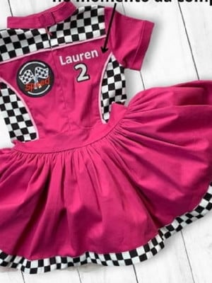 Vestido infantil piloto carros