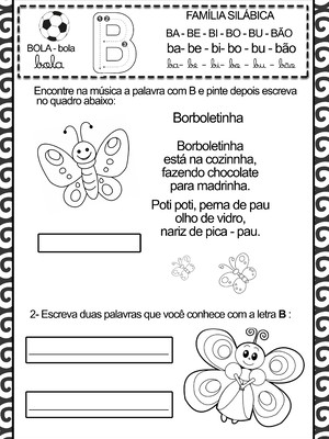 Atividades família silábica para imprimir