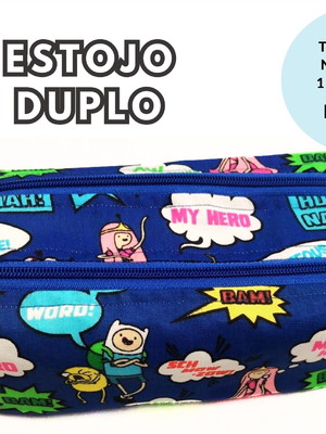 Estojo de lápis duplo - hora de aventura azul escuro