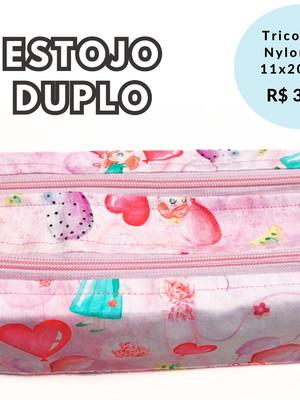 Estojo de lápis duplo - menina e balão