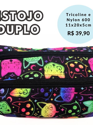 Estojo de lápis duplo - gatinho psicodélico