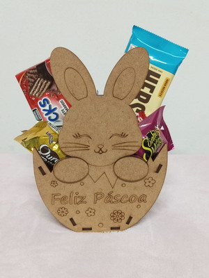 Cesta cachepô coelho da páscoa em mdf