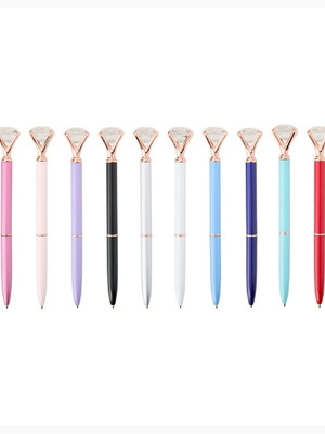 Caneta metal diamante 50 peças