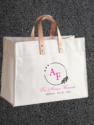 Sacola personalizada 40x33x18 c/alças de couro ecológico