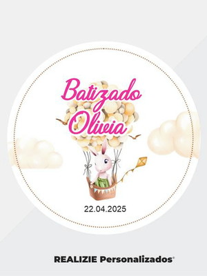 Adesivo de batizado com balão
