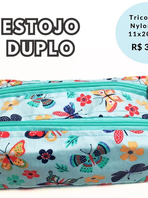 Estojo de lápis duplo - borboletas