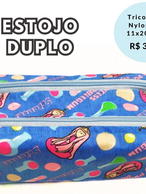 Estojo de lápis duplo - hora de aventura azul claro