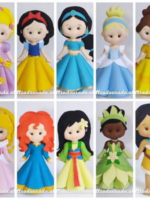 Centro de mesa princesas em feltro