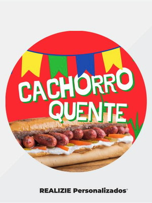 Adesivo de cachorro quente de festa junina com fundo
