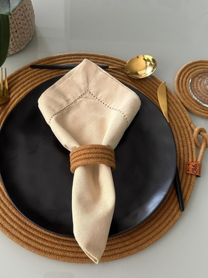Kit mesa posta jogo americano caramelo mocha - 4 lugares