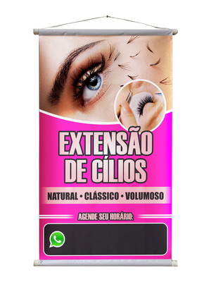 Banner comercial propaganda extensão de cílios 50cm x 80cm