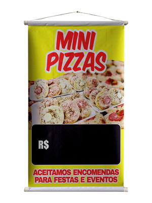 Banner comercial lona de propaganda mini pizzas 50cm x 80cm