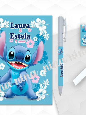 Bloquinho grande com caneta stitch personalizada