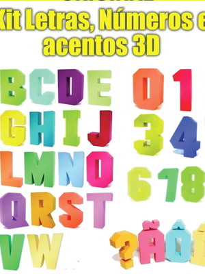 Letras e números 3d com acentos- arquivo de corte silhouette