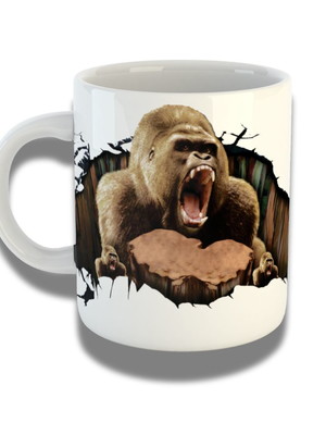 Caneca de porcelana 325ml personalizada com design 3d gorila