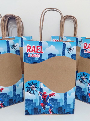 Sacolinha kraft personalizada homem aranha