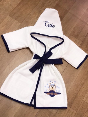 Roupão personalizado veste até 3 anos urso aviador