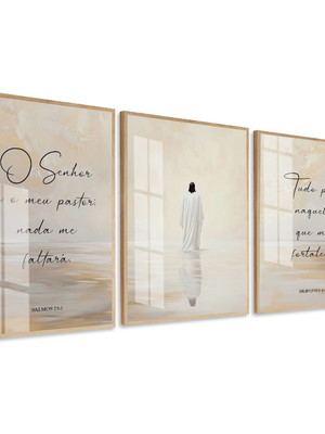 Quadro decorativo frases salmos religião jesus cristo vidro
