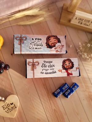 Kit caixa cinta porta bis páscoa cristã personalizados