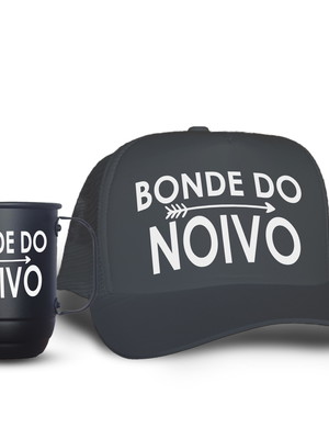 Kit despedida de solteiro com boné trucker e caneca alumínio