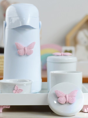 Kit higiene rosa porcelana maternidad bebê térmica pump k012