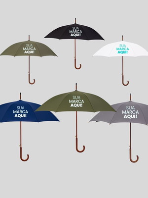 Guarda-chuva automático cabo de madeira c/ logo | fazzoletti