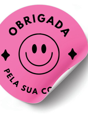 100 adesivo obrigada pela sua compra 4x4cm