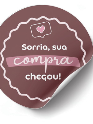 100 adesivo sorria, sua compra chegou 4x4cm