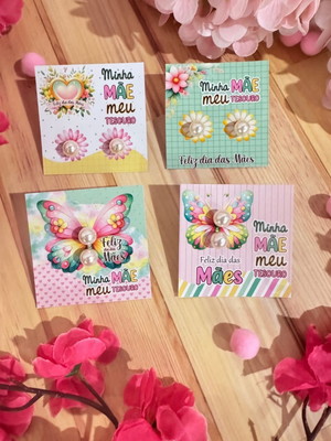 50. card com brinco perola - dia da maes - sortidos