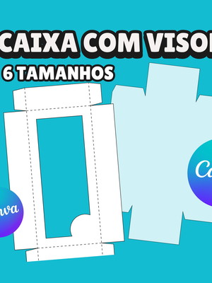 Caixa com visor - moldes limpos editavel no canva
