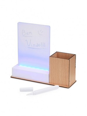 Quadro de mensagens led com porta-caneta personalizada