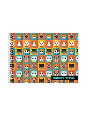 Caderno desenho gatinhos love cartografia capa dura