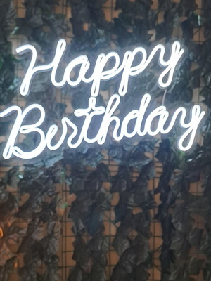 Painel luminária letreiro neon led happy birthday