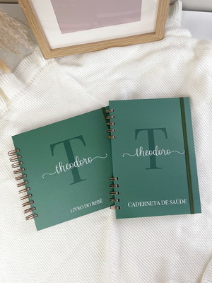 Kit livro do bebê + caderneta de vacinação | verde escuro