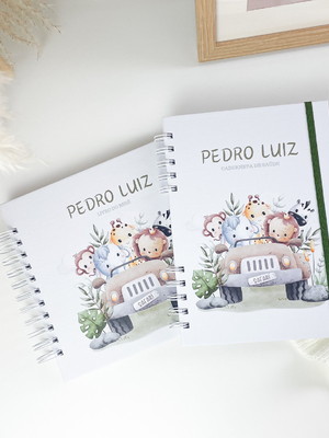 Kit livro do bebê + caderneta de vacinação | carrinho safari