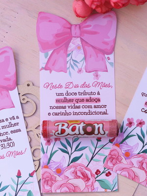 Cartão com batom dia das mães - lembrancinhas dia das mães