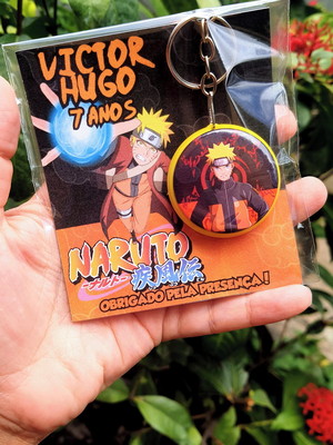 35 chaveiros duas faces com card personalizados naruto